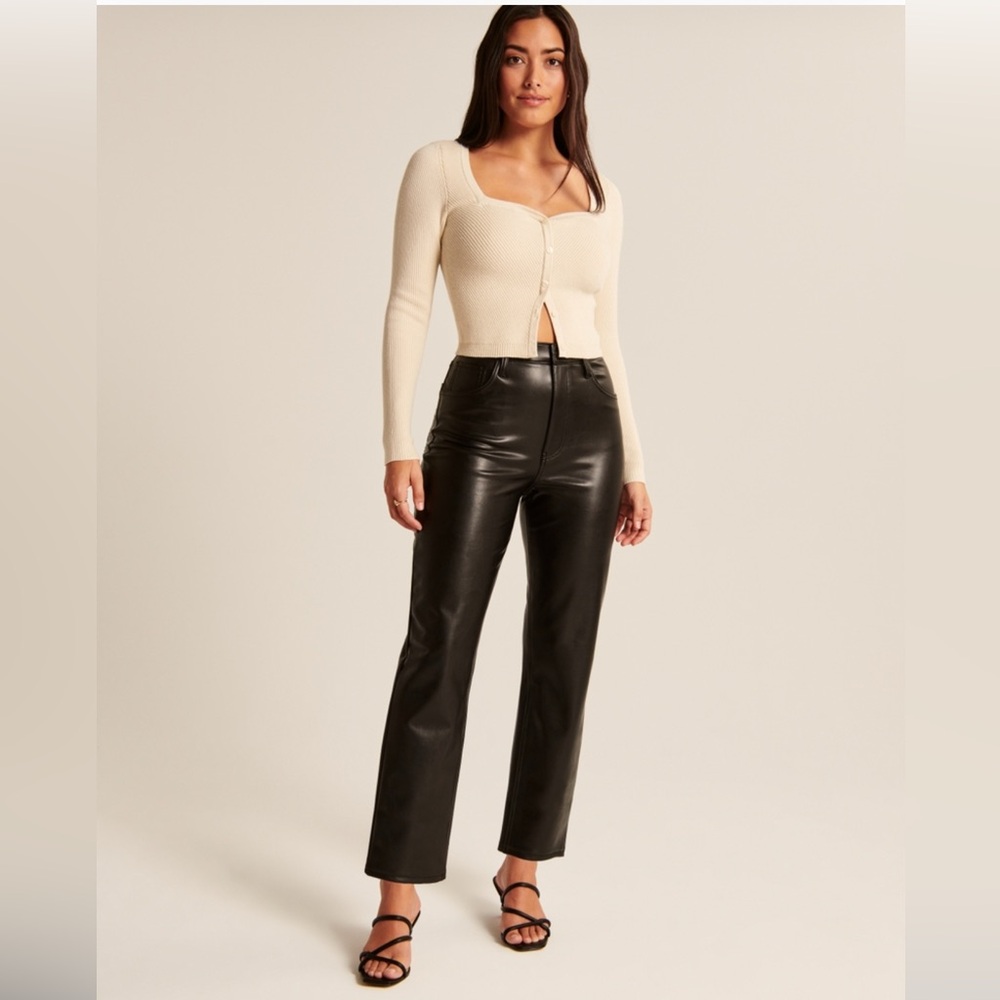 Abercrombie & Fitch Black Faux Leather Ankle Pants